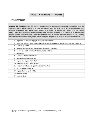 To kill a mockingbird creative writing task image