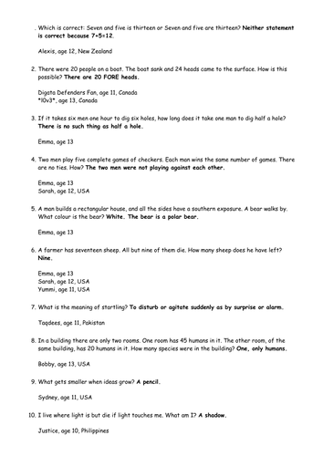 Brain teasers. Game.