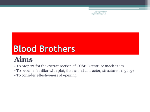 Blood Brothers by Willy Russell: Miscellaneous resources