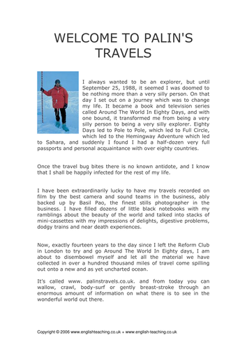 Travel Writing: Michael Palin