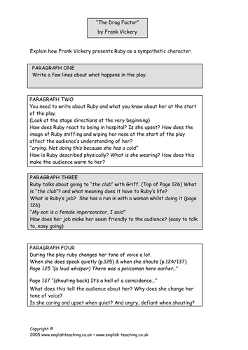 The Drag Factor: Essay Plan