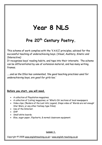 Comparing Poetry lesson Plans
