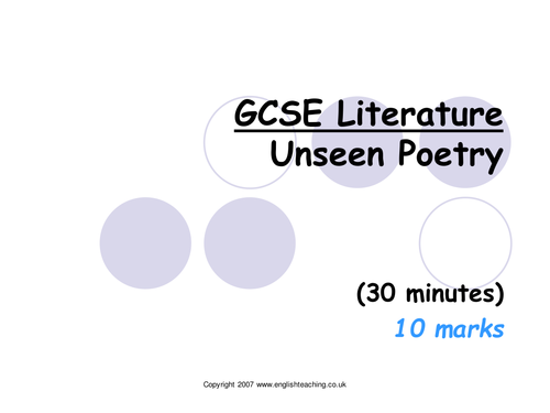 Unseen Poetry - what to expect