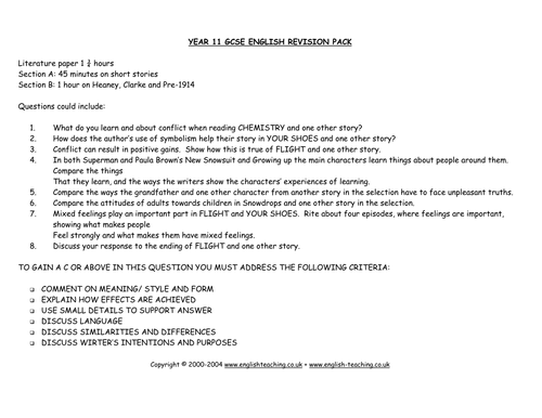 Literature Revision Pack 2