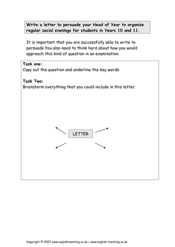 Writing to Persuade: Letter