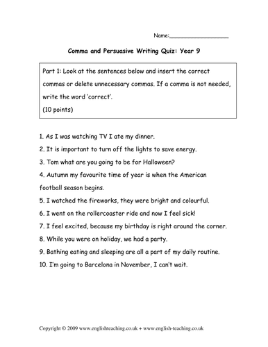 creative writing worksheet year 9