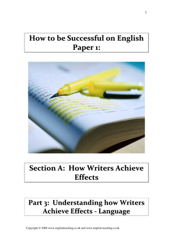 AQA GCSE English Paper 1 Section A:  How Writers Achieve