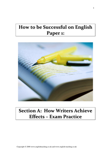 AQA GCSE English Paper 1 Section A:  How Writers Achieve Effects - Exam Practice