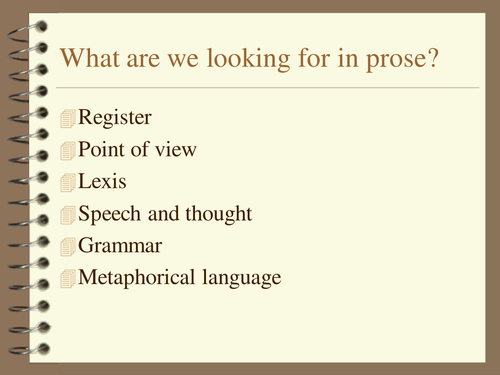 Prose: An introduction to analysis. A Presentation