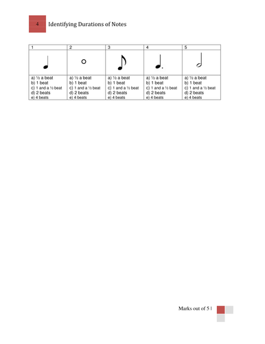 Mini Music Tests / Starter Activities