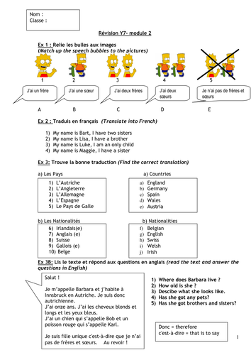 revision worksheets Y7 and Y8