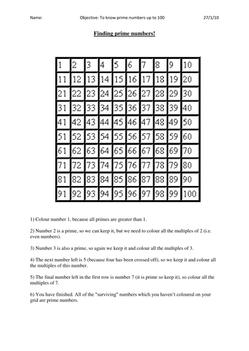 Discovering Prime Numbers Teaching Resources