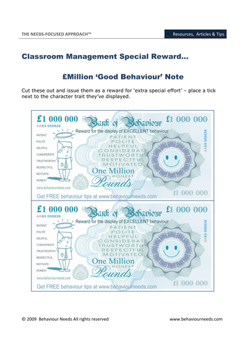 Classroom Management Very Special Reward