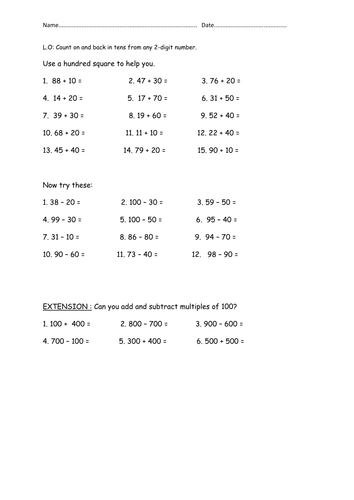 Adding Multiples Of 10 Teaching Resources