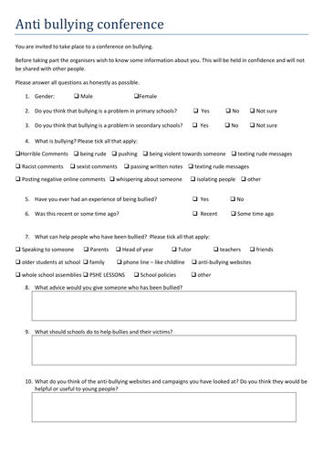 Survey on bullying HM
