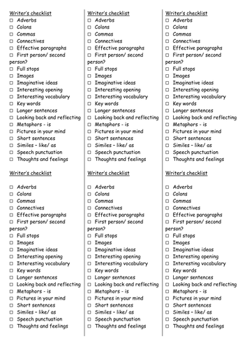 Writer's checklist                  HM