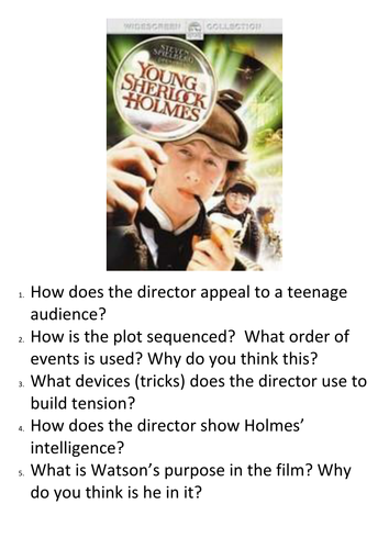 Young SHerlock Holmes question sheet HM