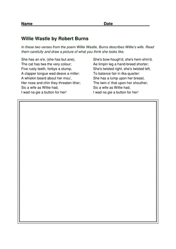 Poems of Robert Burns: Worksheet Activities