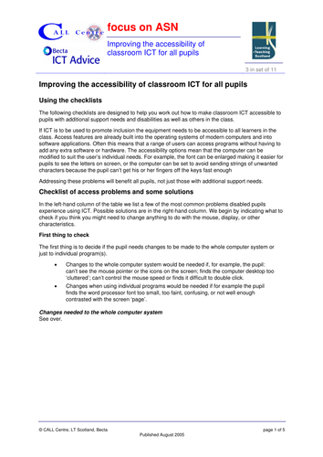 Improving the accessibility of classroom ICT