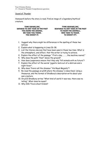 Year 8 science fiction scheme of work part 1