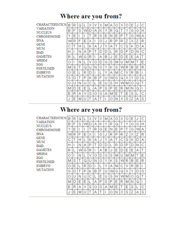 Inheritance keywords wordsearch HT