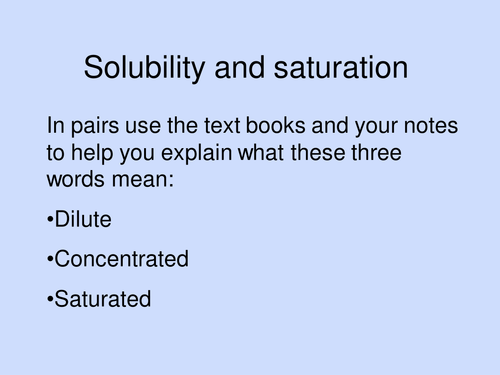 Solubility and saturation ppt HT