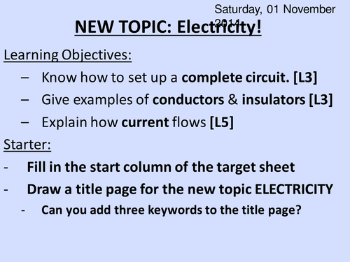 Conductors, Insulators and Current ppt HT