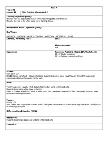 L10 Fighting Disease lesson Plan HT
