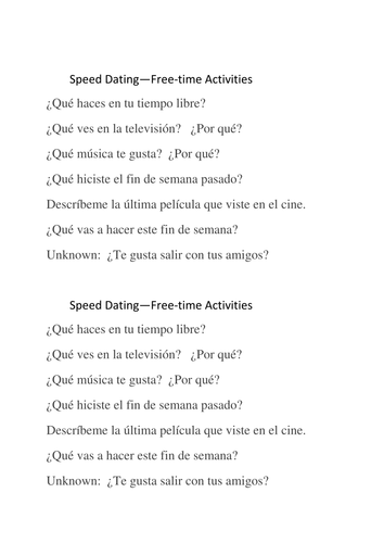 Leisure Activities with questioning and answering