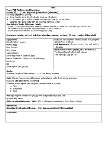 Separating solutions (mixtures) HT