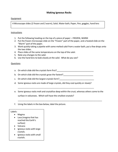 Making igneous rocks HT