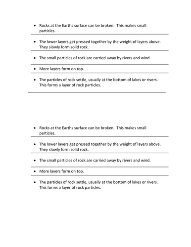 Sedimentary rocks worksheet HT