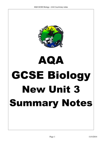 AQA GCSE Biology Unit 3 Revision Notes