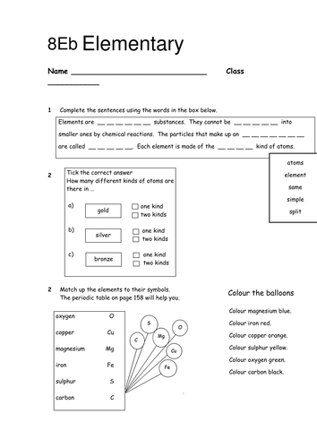 Elementary work sheet HT