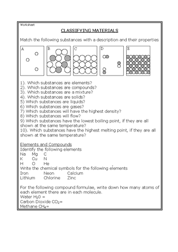 Classifying materials HT