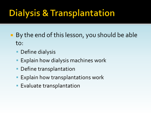 Dialysis and transplantation student handout HT