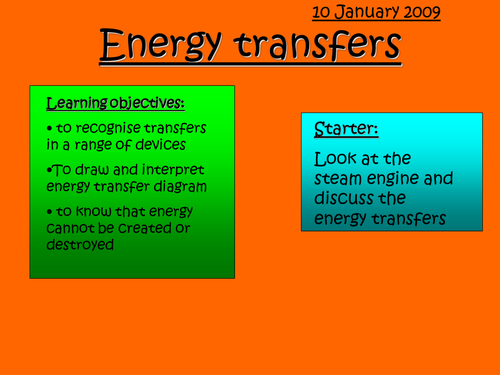 Energy transfers ppt HT