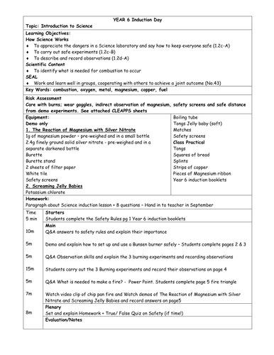 Lesson plant yr 6 induction day Ht