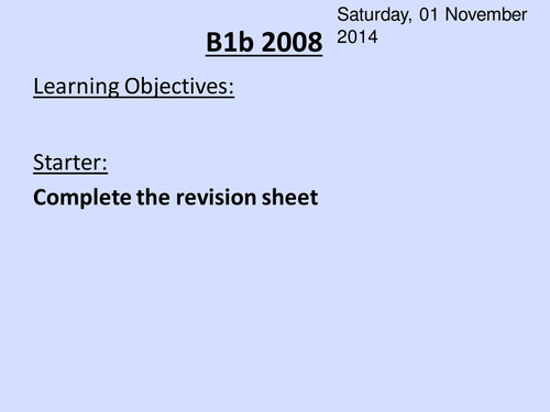 Exam questions for B1b 2 HT