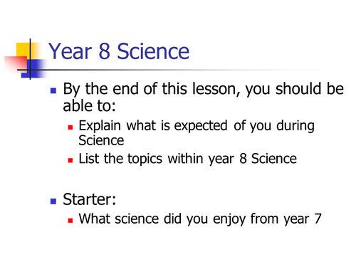 Introduction to science yr HT