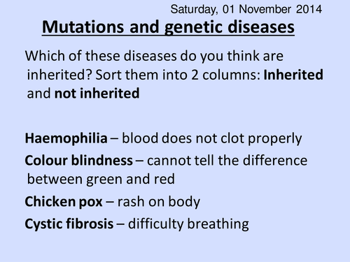 Mutations and inherited diseases HT