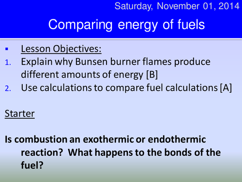 Energy of combustion HT
