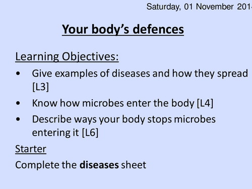 Types of disease and body's defences HT