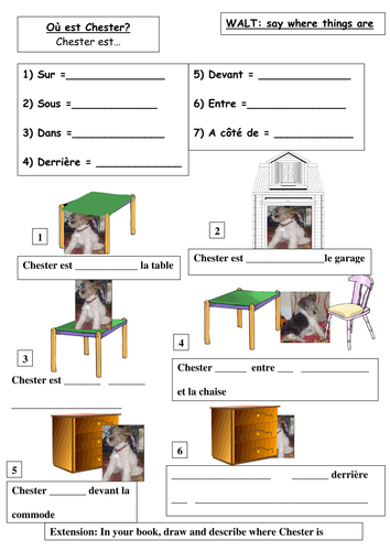 Spanish & French Prepositions-Donde esta Chester?