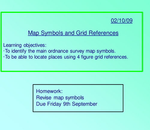Grid references and map symbols