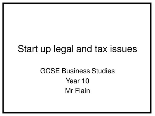 Start up legal and tax issues