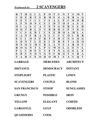 Wordsearch for 2 Scavengers