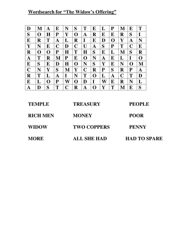 more wordsearches key words New Testament stories