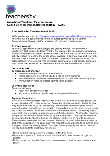 Teachers TV: Demonstrating Biology: Aviflu