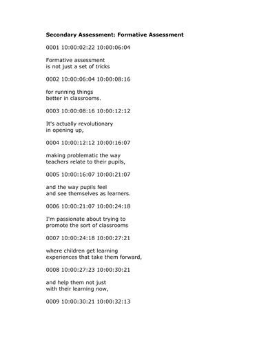 Teachers TV: Secondary Formative Assessment